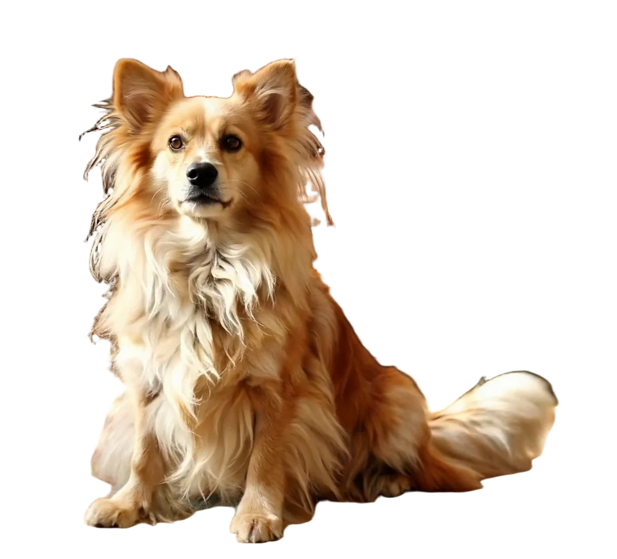 The same frame with the room removed, the dog shown over a checkerboard